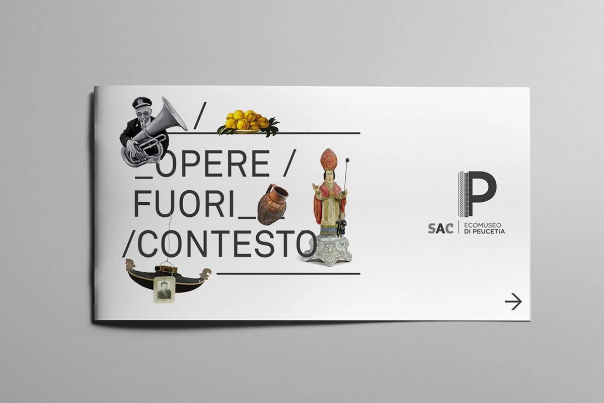 Foto delle copertina di una brochure per le mostre di SAC Regione Puglia - Ecomuseo di Peucetia